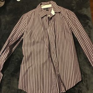 Purple white and blue button down